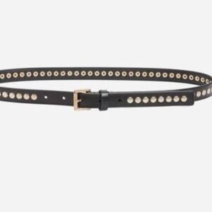 All Saints Flat Studded Black Leather Belt - XL - NWT